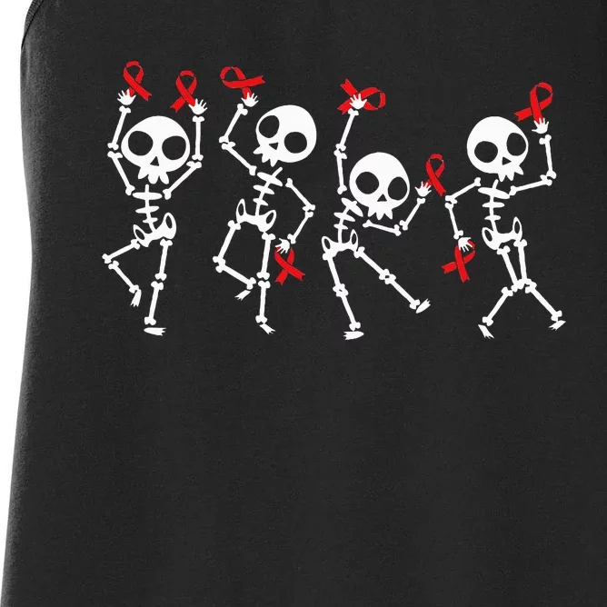 Red Ribbon week Awareness Skeleton Halloween Women's Racerback Tank