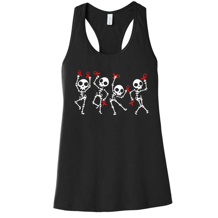 Red Ribbon week Awareness Skeleton Halloween Women's Racerback Tank