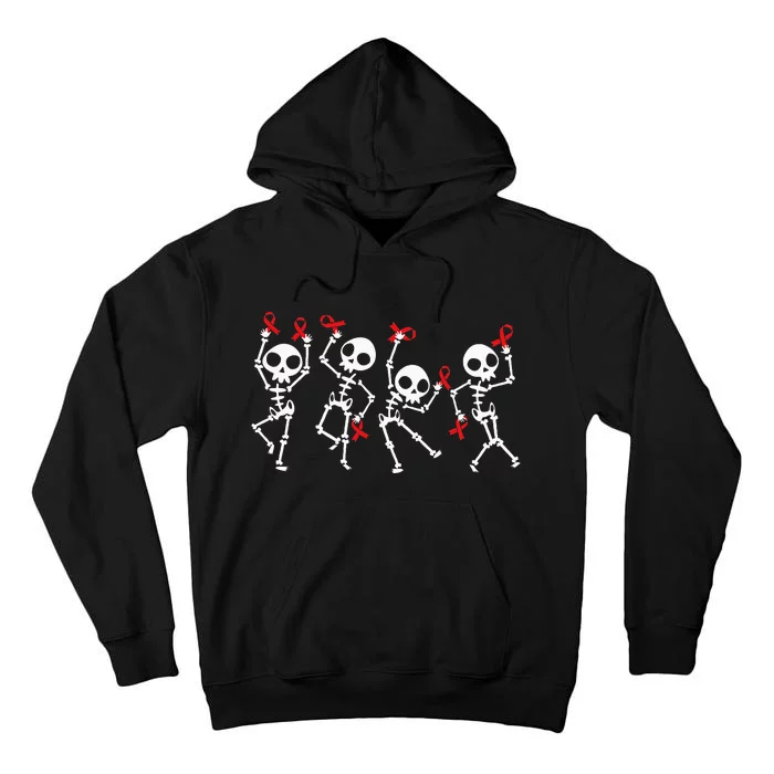 Red Ribbon week Awareness Skeleton Halloween Tall Hoodie