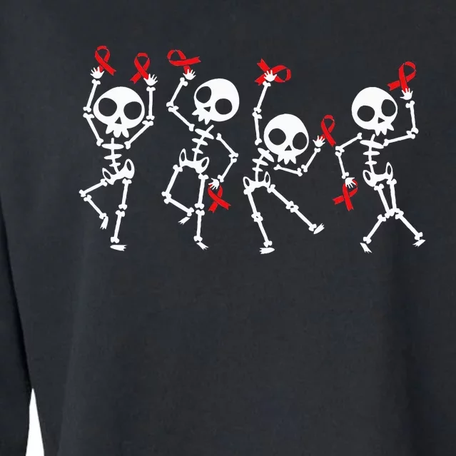 Red Ribbon week Awareness Skeleton Halloween Cropped Pullover Crew