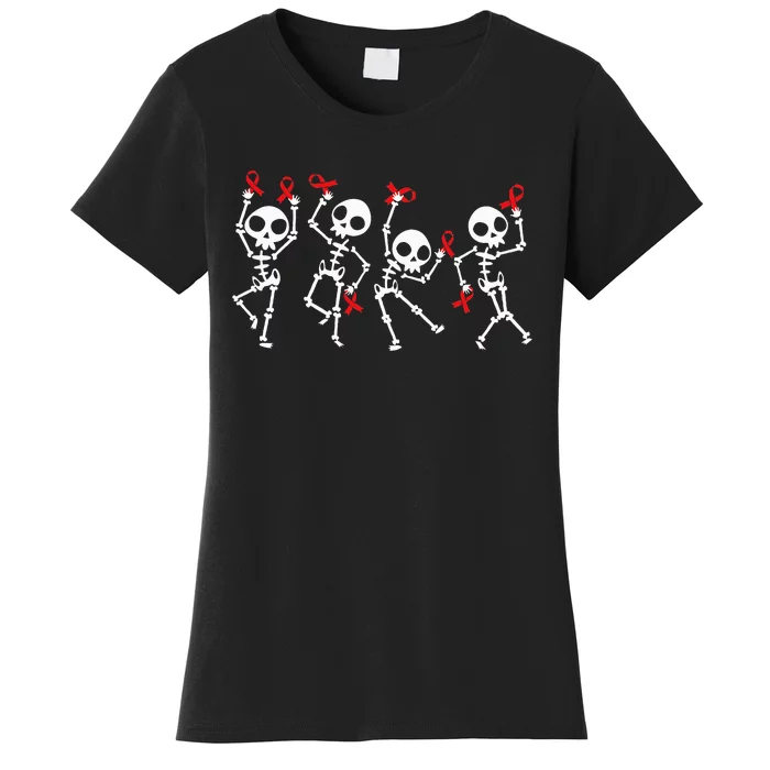 Red Ribbon week Awareness Skeleton Halloween Women's T-Shirt