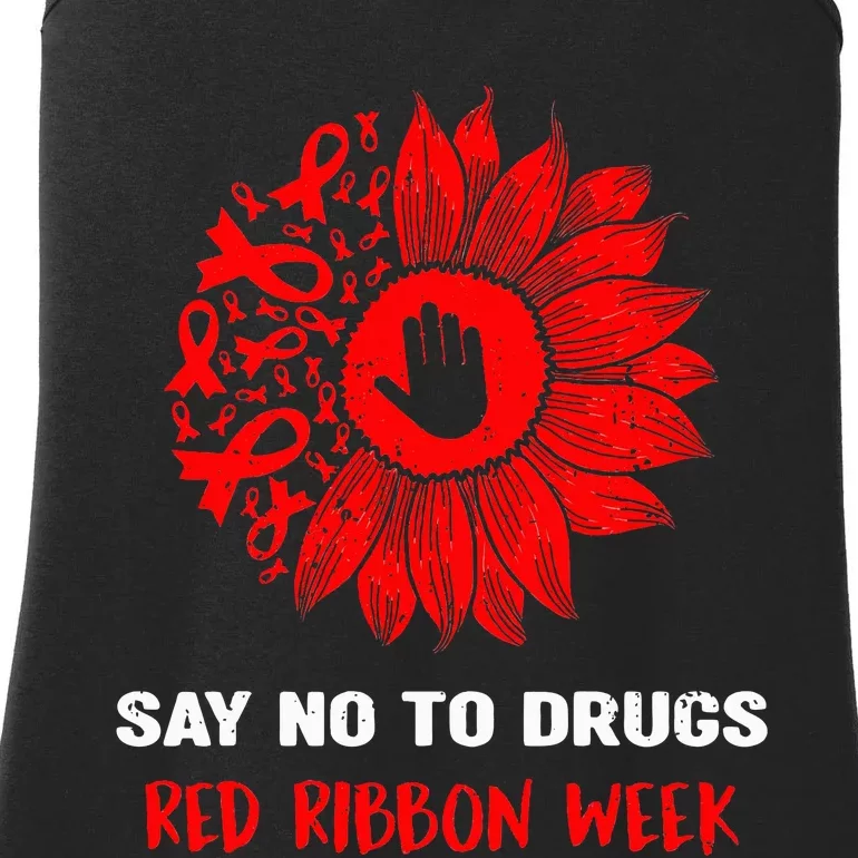 red ribbon week say no to drugs sunflower Ladies Essential Tank