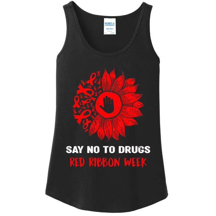 red ribbon week say no to drugs sunflower Ladies Essential Tank