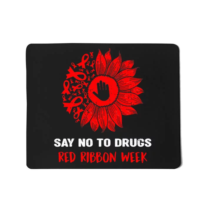 red ribbon week say no to drugs sunflower Mousepad