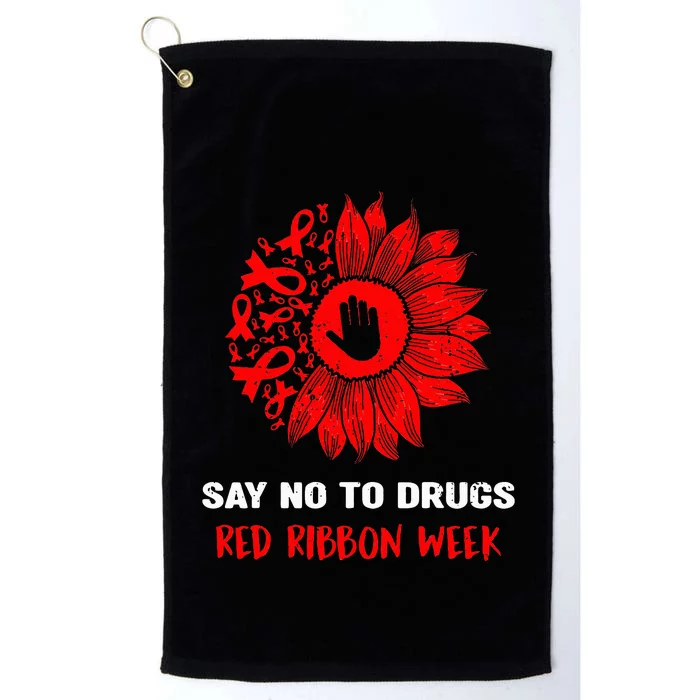 red ribbon week say no to drugs sunflower Platinum Collection Golf Towel