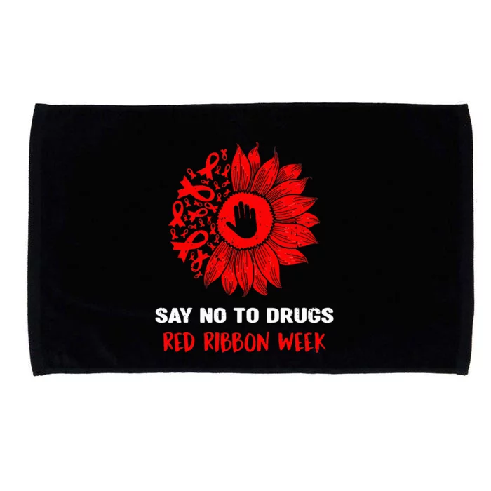 red ribbon week say no to drugs sunflower Microfiber Hand Towel