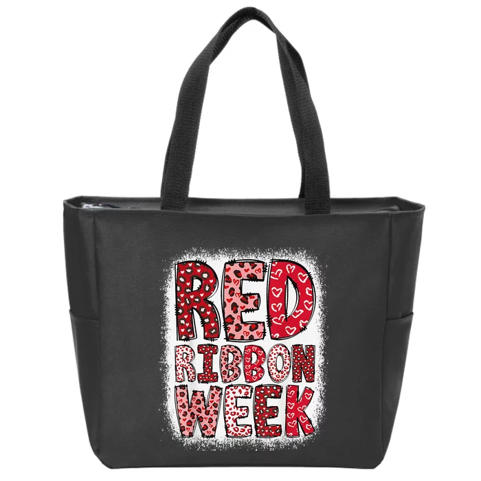 Red Ribbon Week Gift Zip Tote Bag