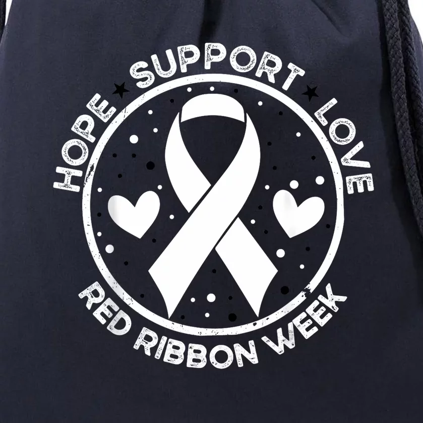 Red Ribbon Week Drawstring Bag