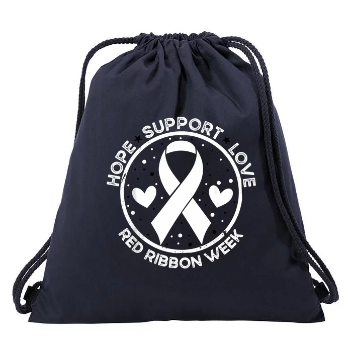 Red Ribbon Week Drawstring Bag