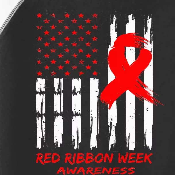 Red Ribbon Week Awareness American USA Flag Red Ribbon Week Toddler Fine Jersey T-Shirt