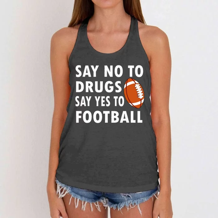 Red Ribbon Week Say No To Drugs Say Yes To Football Women's Knotted Racerback Tank