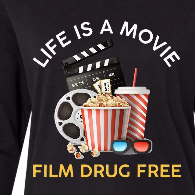 Red Ribbon Week Life Is A Movie Film Drug Free Womens Cotton Relaxed Long Sleeve T-Shirt