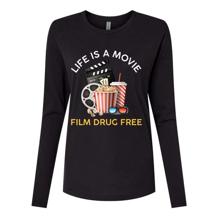 Red Ribbon Week Life Is A Movie Film Drug Free Womens Cotton Relaxed Long Sleeve T-Shirt