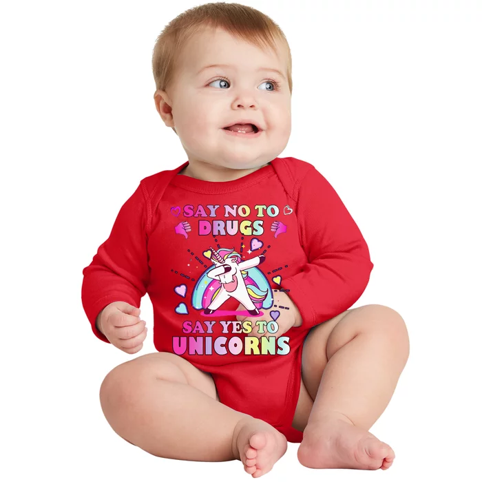 Red Ribbon Week Say No Drugs Say Yes to Unicorns Baby Long Sleeve Bodysuit