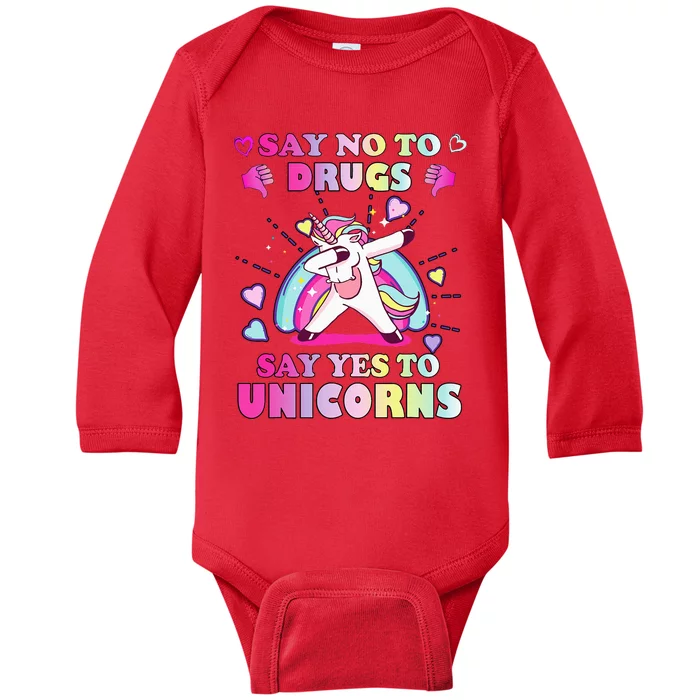 Red Ribbon Week Say No Drugs Say Yes to Unicorns Baby Long Sleeve Bodysuit