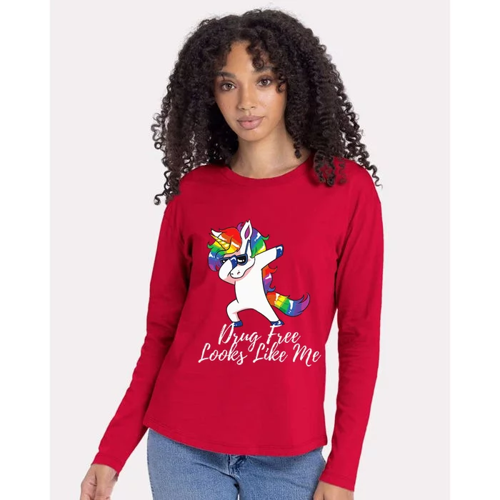 Red Ribbon Week Drug Free Looks Like This Womens Cotton Relaxed Long Sleeve T-Shirt