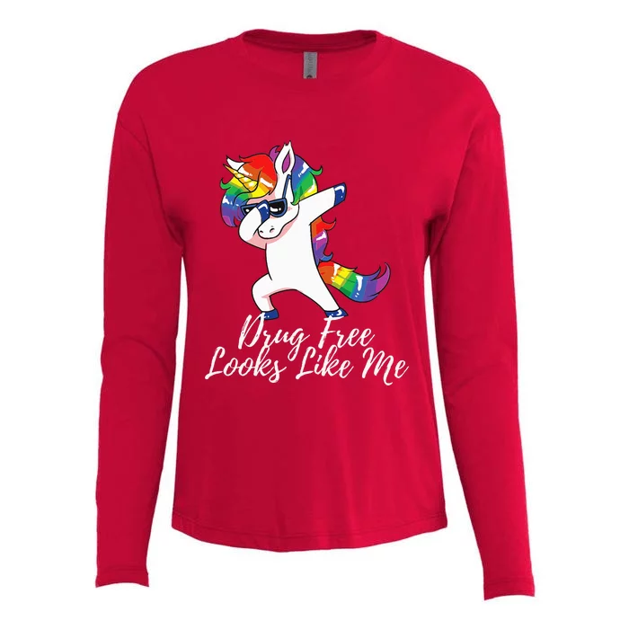 Red Ribbon Week Drug Free Looks Like This Womens Cotton Relaxed Long Sleeve T-Shirt