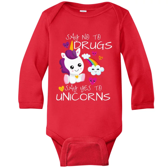 Red Ribbon Week  Say No Say Yes To Unicorns Baby Long Sleeve Bodysuit