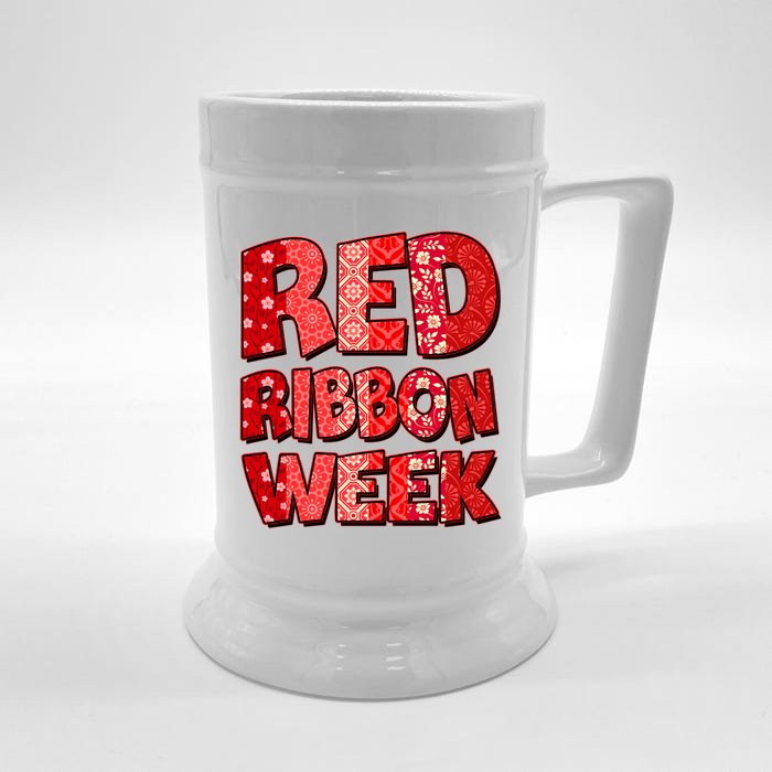 Red Ribbon Weekend Substance Abuse Awareness Front & Back Beer Stein