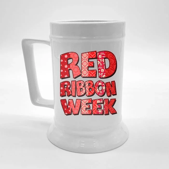 Red Ribbon Weekend Substance Abuse Awareness Front & Back Beer Stein