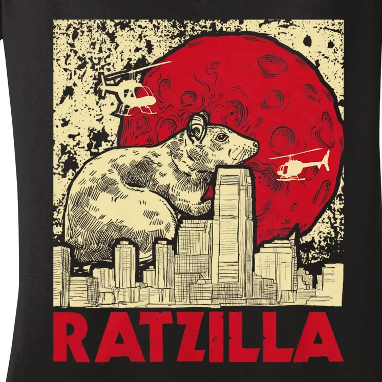 Ratzilla Rat Whisperer Rodent Lover Rat Lover Women's V-Neck T-Shirt