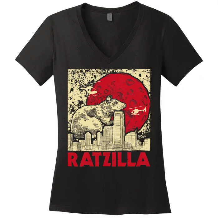 Ratzilla Rat Whisperer Rodent Lover Rat Lover Women's V-Neck T-Shirt