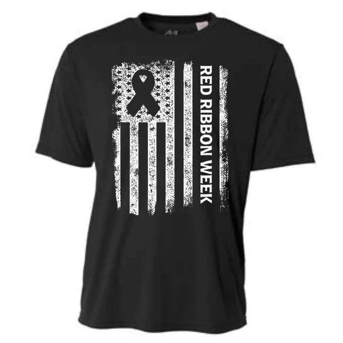 Red Ribbon Week Awareness American Flag Vintage Distressed Cooling Performance Crew T-Shirt