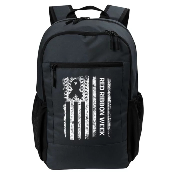 Red Ribbon Week Awareness American Flag Vintage Distressed Daily Commute Backpack