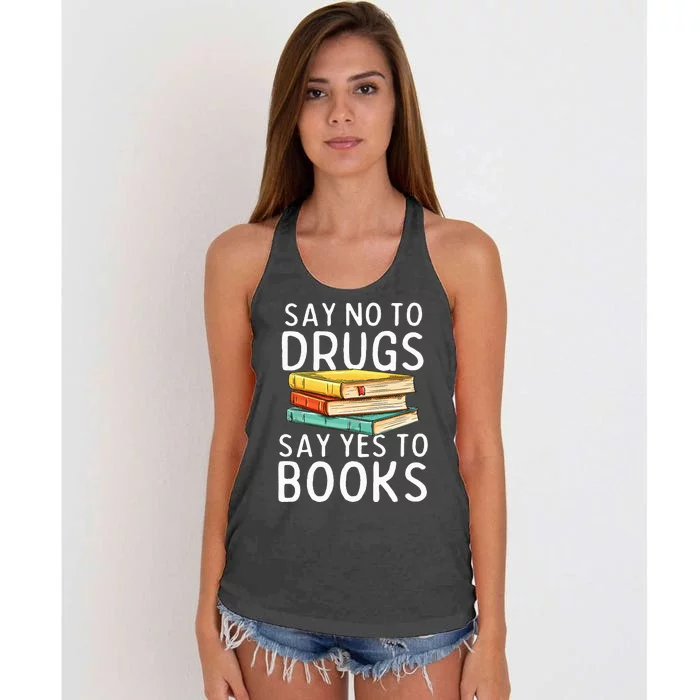 Red Ribbon Week Awareness Say No To Drugs Say Yes To Books Women's Knotted Racerback Tank