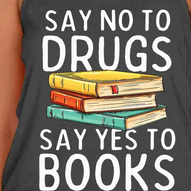 Red Ribbon Week Awareness Say No To Drugs Say Yes To Books Women's Knotted Racerback Tank