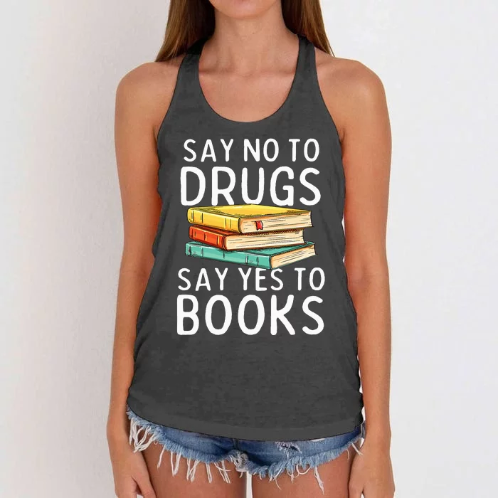 Red Ribbon Week Awareness Say No To Drugs Say Yes To Books Women's Knotted Racerback Tank