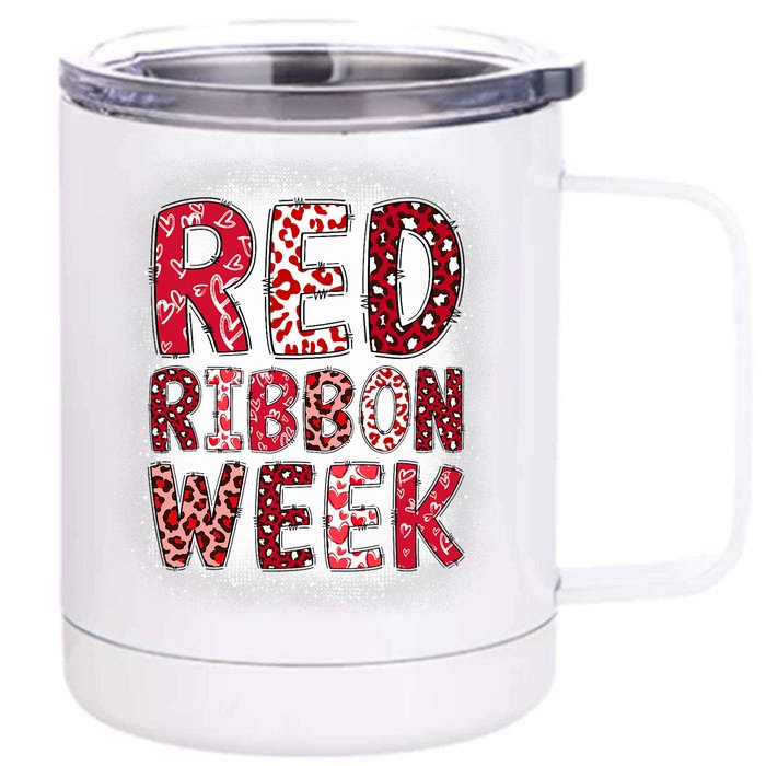 Red Ribbon Week Groovy Red Ribbon Awareness Front & Back 12oz Stainless Steel Tumbler Cup