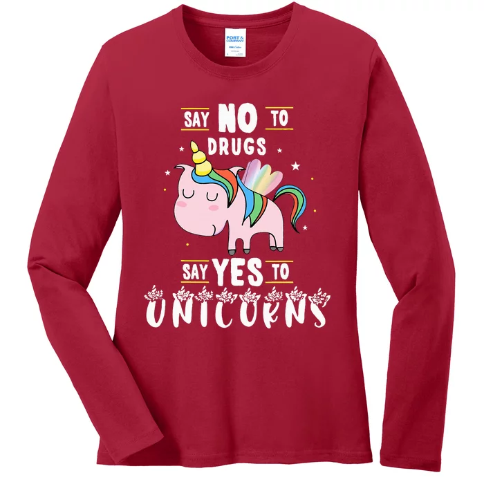 Red Ribbon Week Say No To Drugs Say Yes to Unicorns Gift Ladies Long Sleeve Shirt