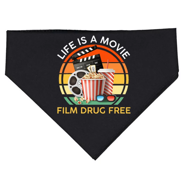 Red Ribbon Week Life Is A Movie Film Drug Free USA-Made Doggie Bandana