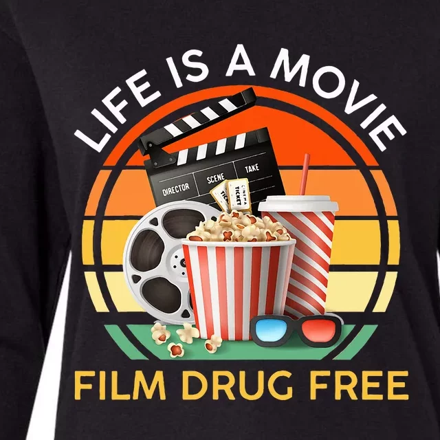 Red Ribbon Week Life Is A Movie Film Drug Free Womens Cotton Relaxed Long Sleeve T-Shirt