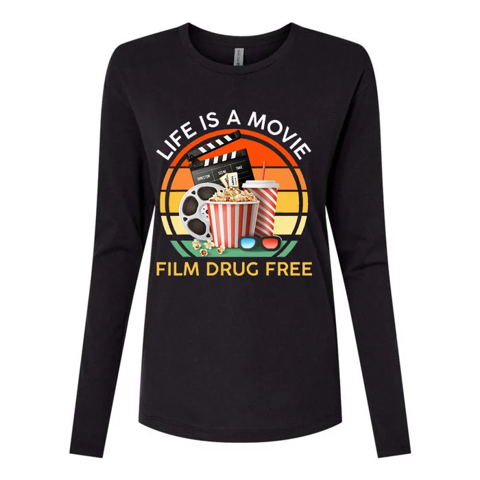 Red Ribbon Week Life Is A Movie Film Drug Free Womens Cotton Relaxed Long Sleeve T-Shirt