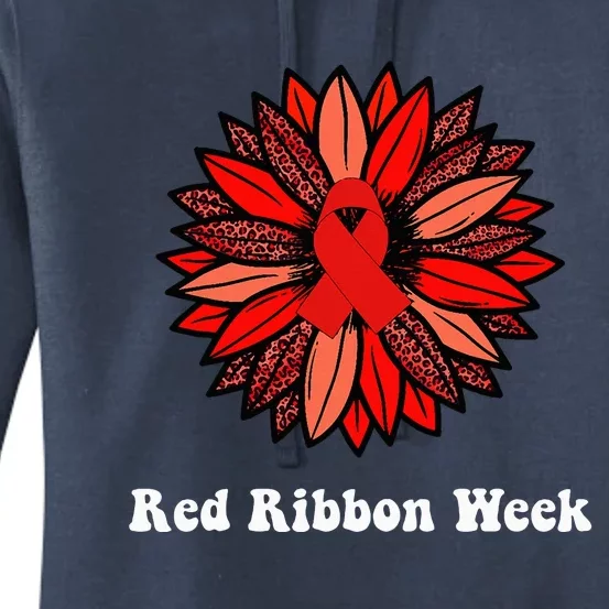 Red Ribbon Week Red Ribbon Sunflower Red Ribbon Week Women's Pullover Hoodie