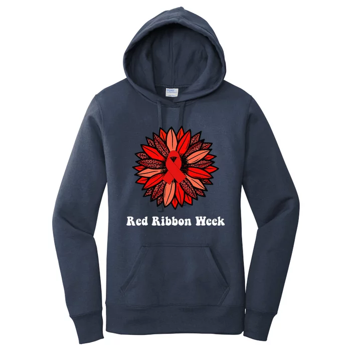 Red Ribbon Week Red Ribbon Sunflower Red Ribbon Week Women's Pullover Hoodie