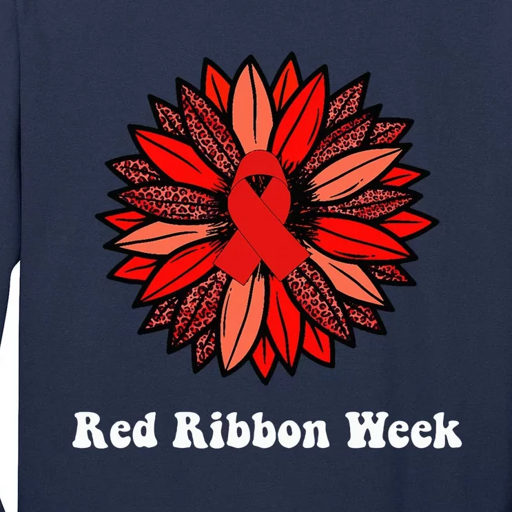 Red Ribbon Week Red Ribbon Sunflower Red Ribbon Week Tall Long Sleeve T-Shirt