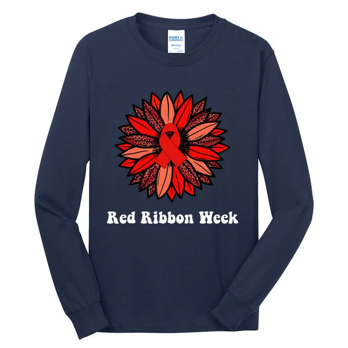 Red Ribbon Week Red Ribbon Sunflower Red Ribbon Week Tall Long Sleeve T-Shirt