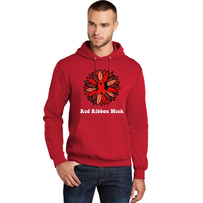 Red Ribbon Week Red Ribbon Sunflower Red Ribbon Week Hoodie