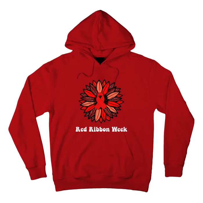 Red Ribbon Week Red Ribbon Sunflower Red Ribbon Week Hoodie