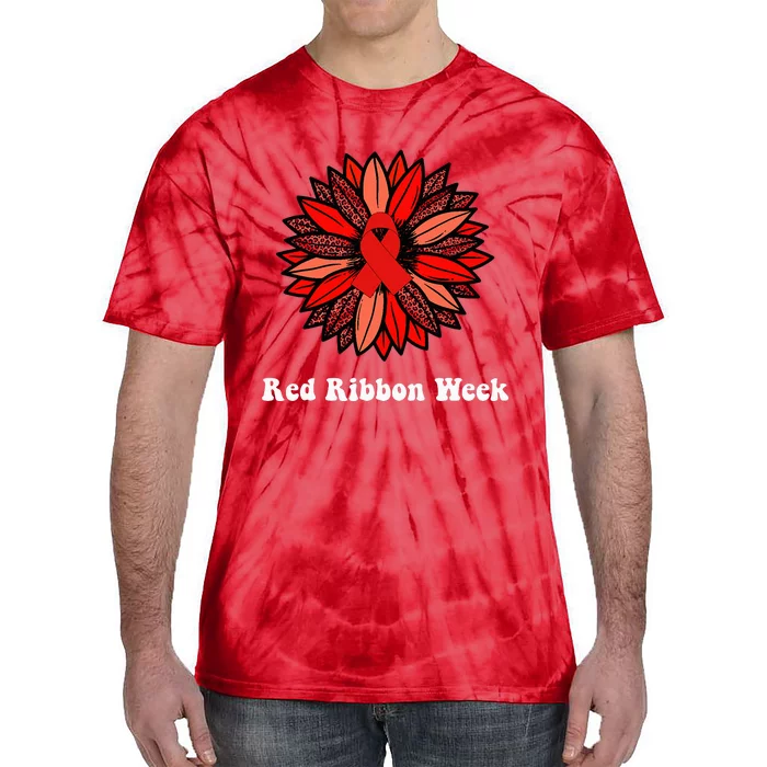 Red Ribbon Week Red Ribbon Sunflower Red Ribbon Week Tie-Dye T-Shirt