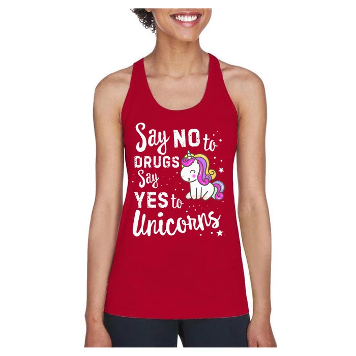 Red Ribbon Week Say No To Say Yes To Unicorns Unicorn Women's Racerback Tank