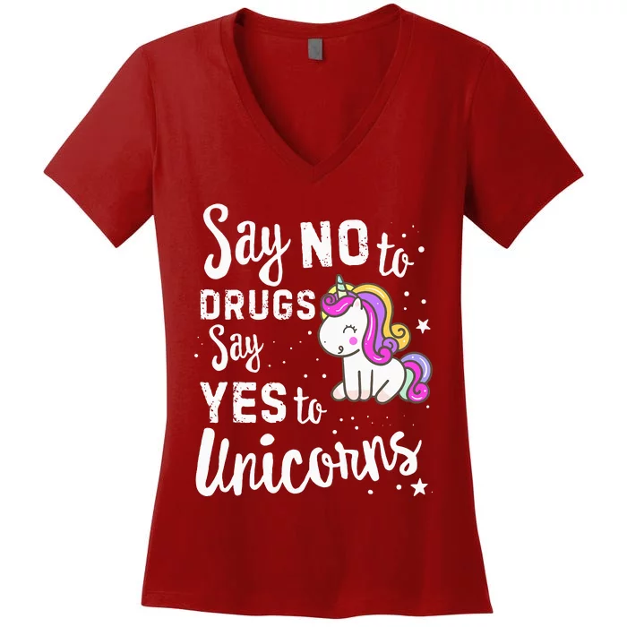 Red Ribbon Week Say No To Say Yes To Unicorns Unicorn Women's V-Neck T-Shirt