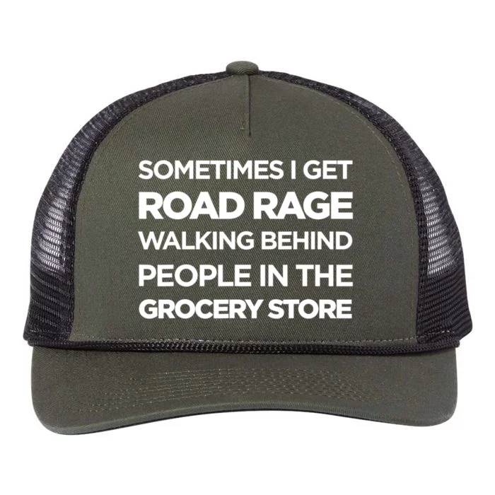 Road Rage Walking Behind People In The Grocery Store Gift Retro Rope Trucker Hat Cap