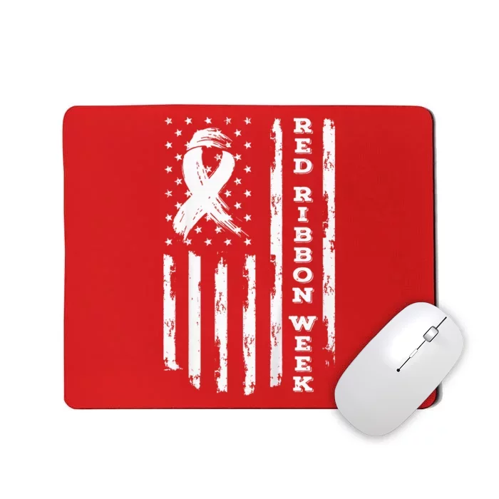 Red Ribbon Week American Flag Red Ribbon Week Mousepad