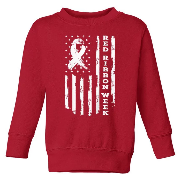 Red Ribbon Week American Flag Red Ribbon Week Toddler Sweatshirt