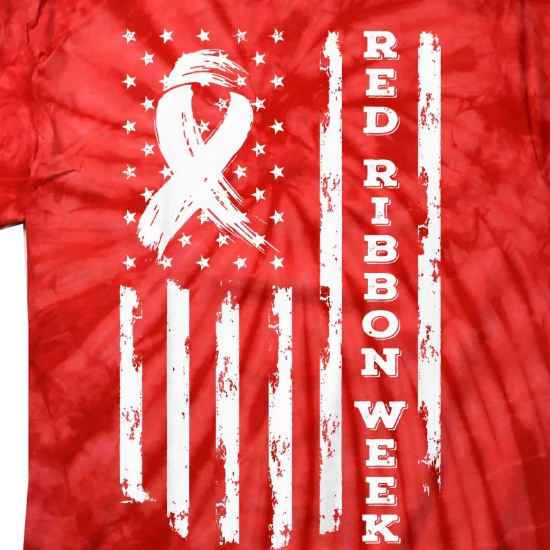 Red Ribbon Week American Flag Red Ribbon Week Tie-Dye T-Shirt