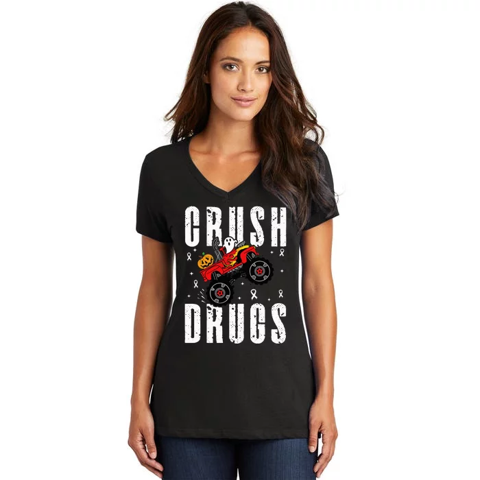 Red Ribbon Week Awareness Halloween Women's V-Neck T-Shirt